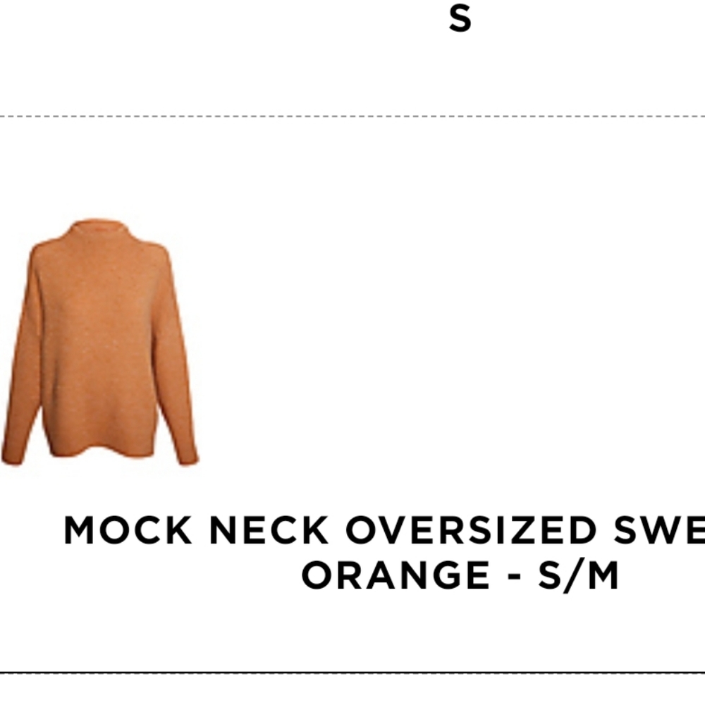 Becool mock neck orange oversized sweater - size S/M - NWOT